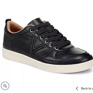 VIONIC Leather Lace Up Court Sneakers in Navy Blazer‎